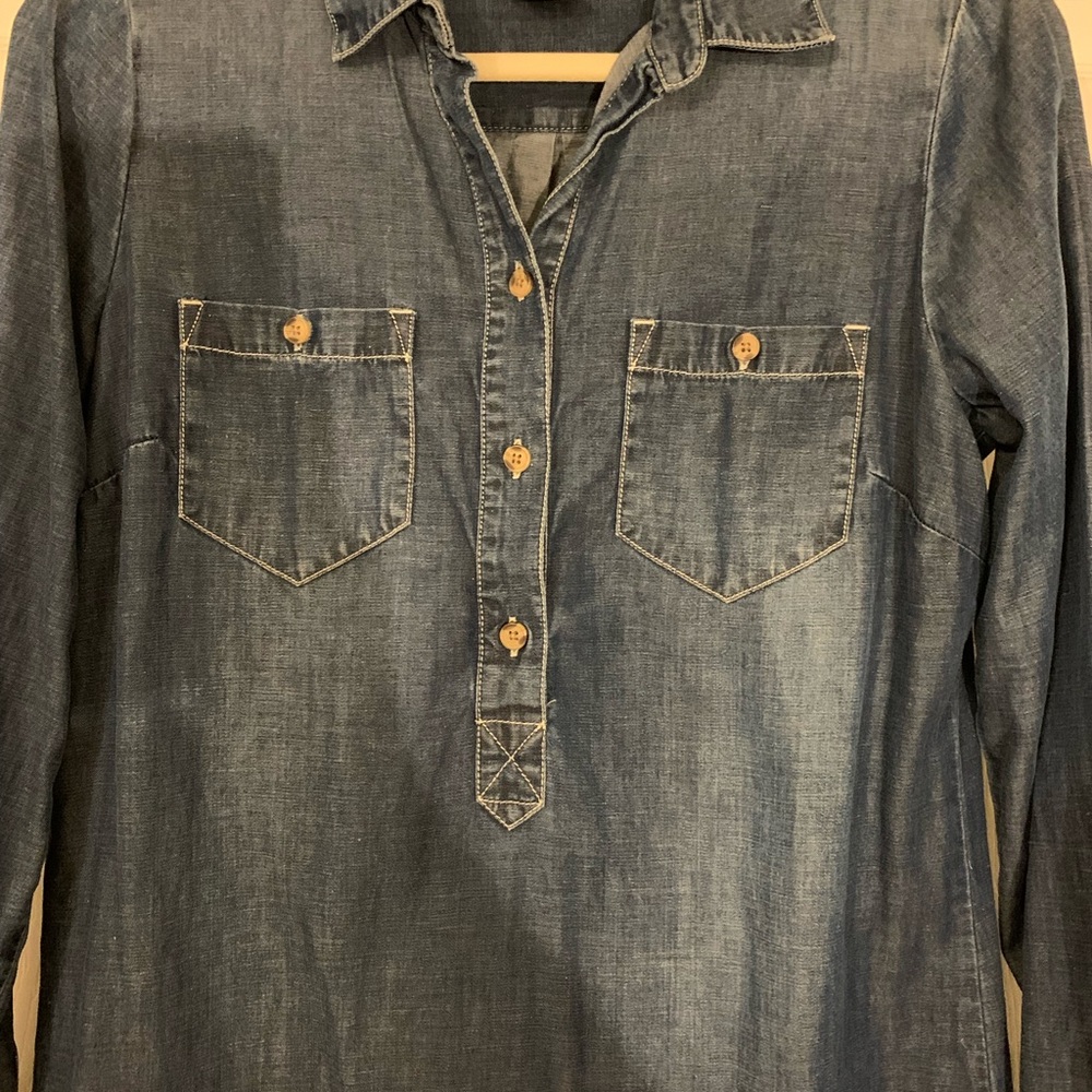 Lucky Brand Soft Chambray Denim Shirt Dress Size Small - Picture 2 of 5